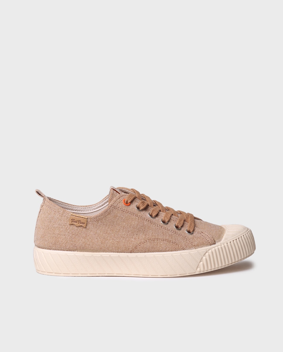Sapatilhas de Lona de Algodão com Atacadores Castanho-1