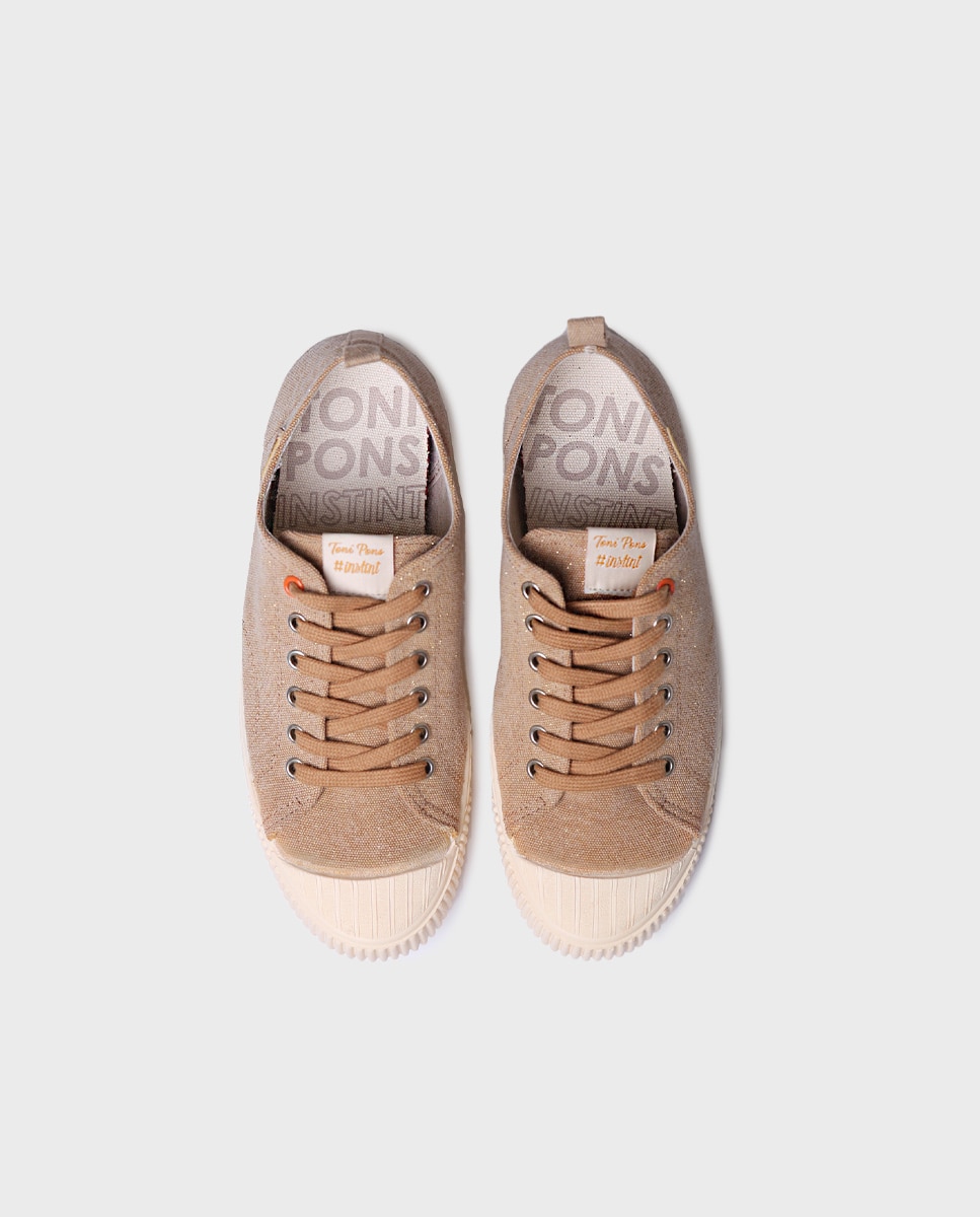 Sapatilhas de Lona de Algodão com Atacadores Castanho-3