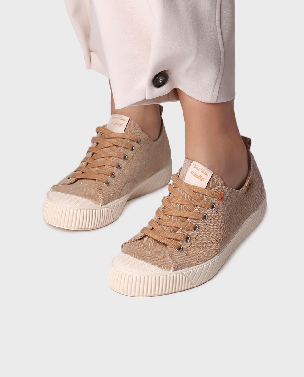 Sapatilhas de Lona de Algodão com Atacadores Castanho-4