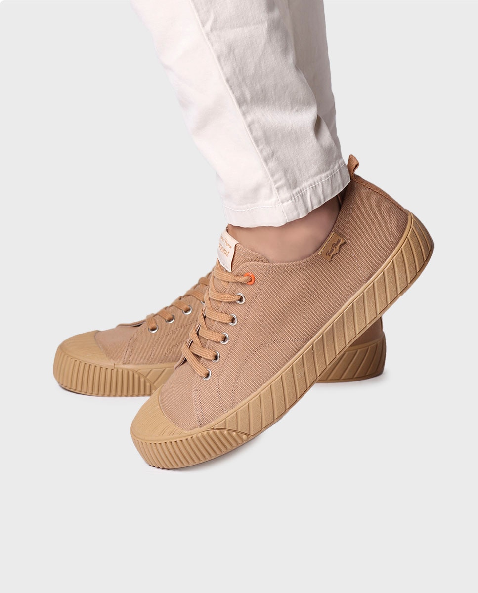 Sapatilhas de Lona em Algodão Castanho-4