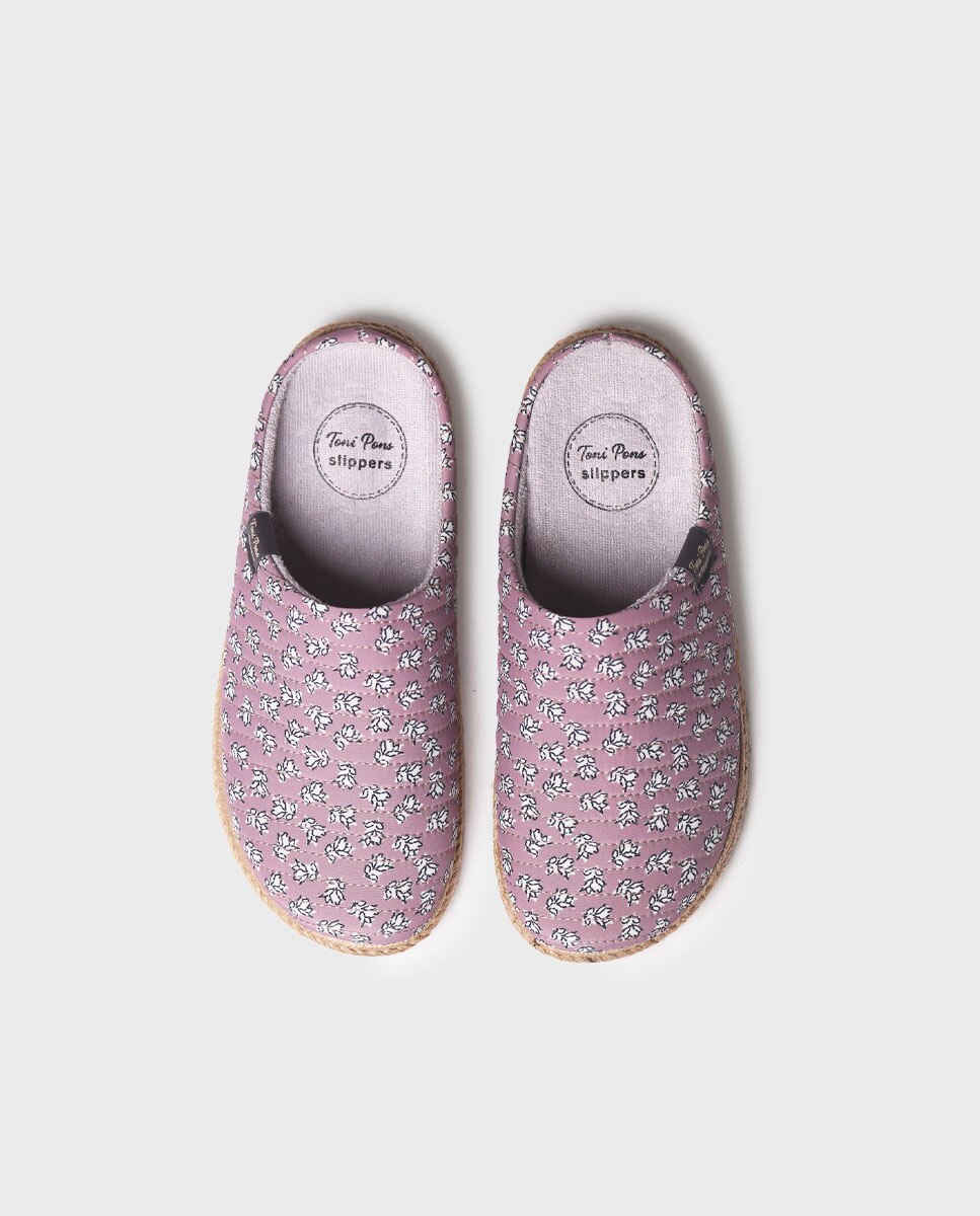Pantufas Abertas de Tecido Rosa-3