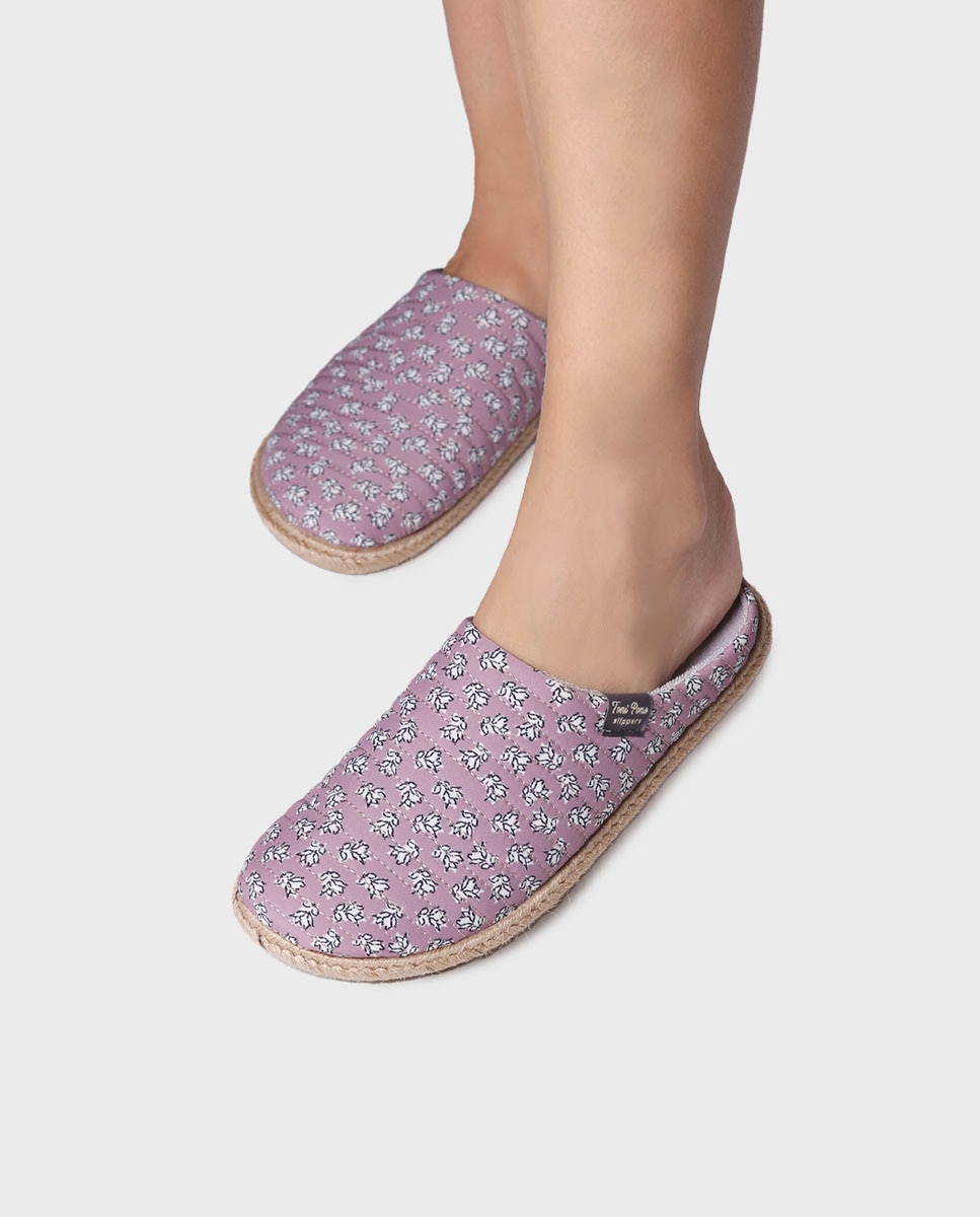 Pantufas Abertas de Tecido Rosa-4