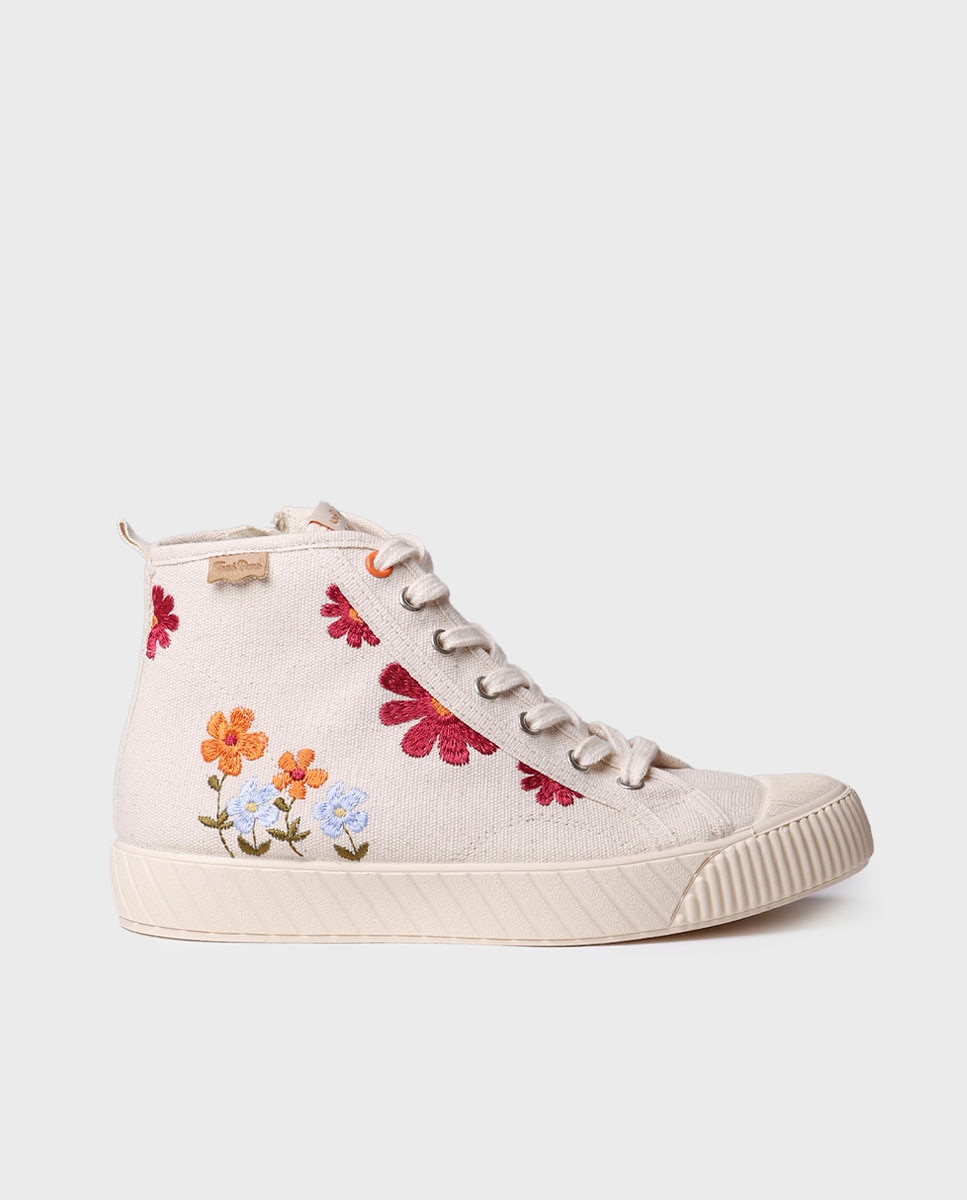 Sapatilhas de Lona Abotinadas de Algodão Estampado Cru-1