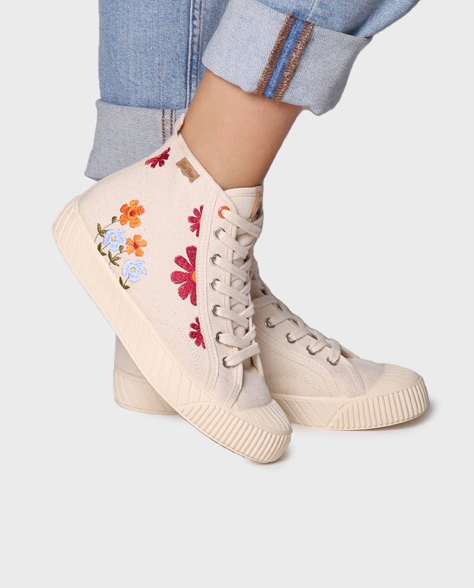 Sapatilhas de Lona Abotinadas de Algodão Estampado Cru-4