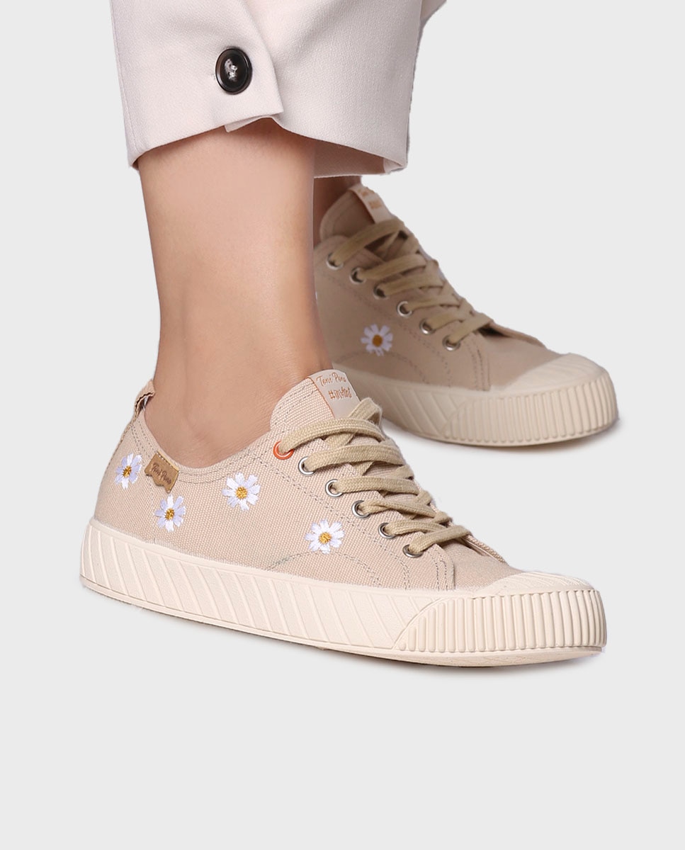 Sapatilhas de Lona em Algodão Estampado Cru-4
