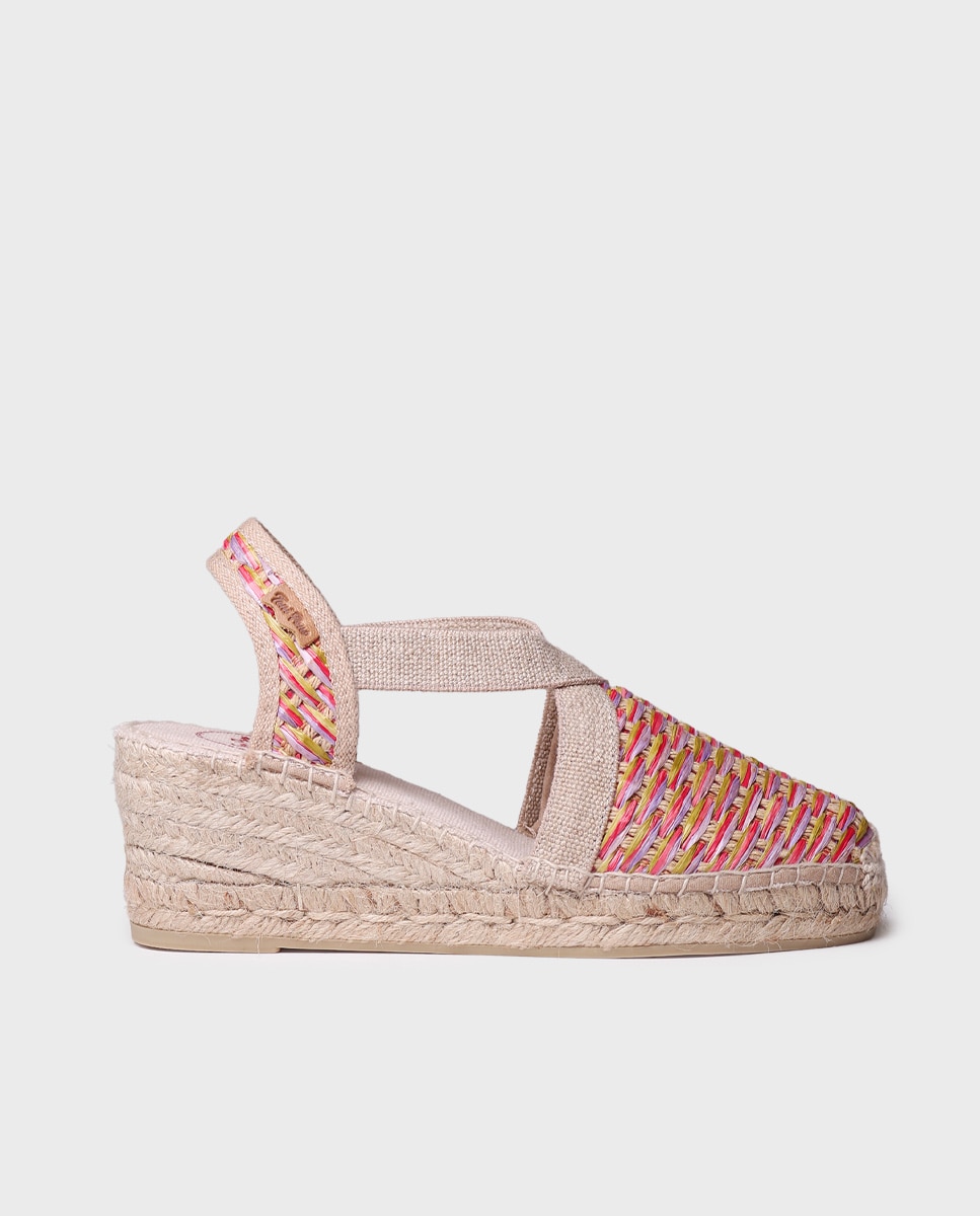 Alpercatas de Cunha de Ráfia com Elásticos Multicolor-1