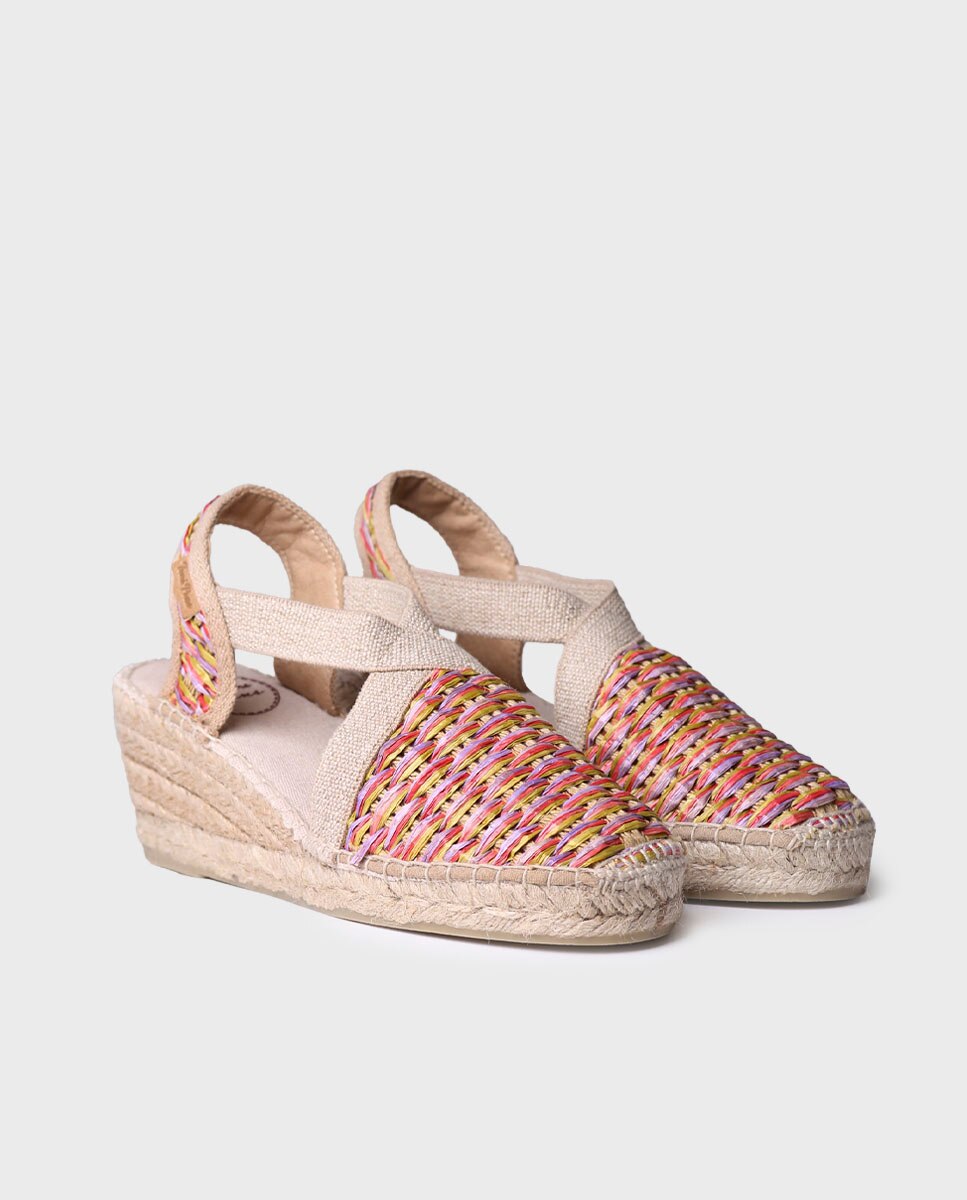 Alpercatas de Cunha de Ráfia com Elásticos Multicolor-2