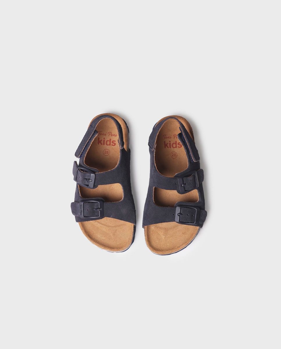 Sandálias Fechadas Infantil de Camurça com Fivelas Toni Pons Azul-marinho-3