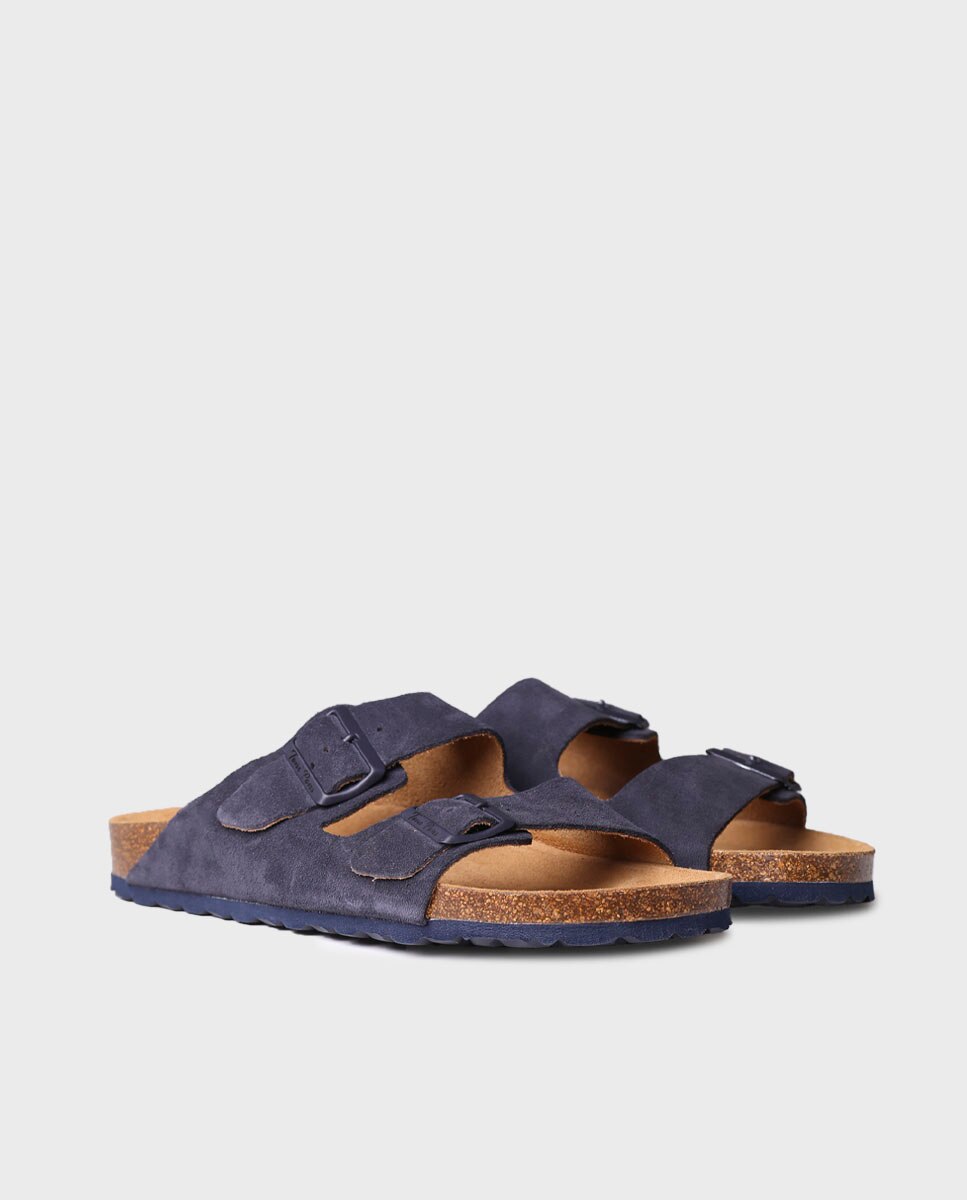 Sandálias de Camurça com Fivelas Azul-marinho-2