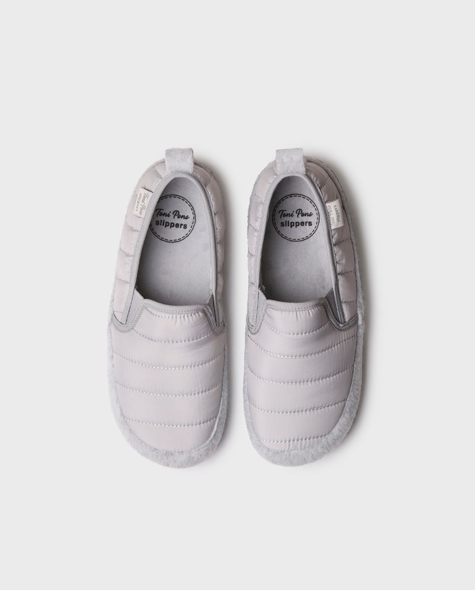 Pantufas Fechadas de Feltro Cinzento-claro-3