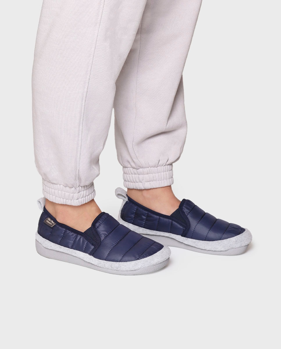 Pantufas Fechadas de Feltro Azul-marinho-4