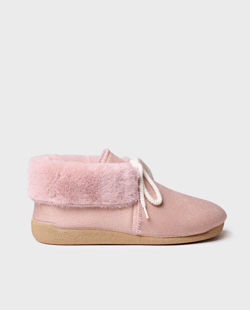 Pantufas Fechadas Tipo Botim Rosa-1