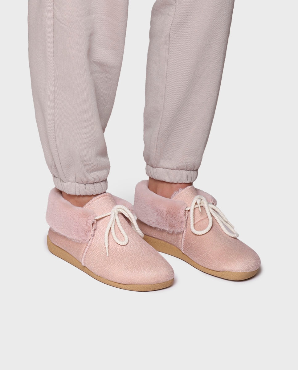 Pantufas Fechadas Tipo Botim Rosa-4
