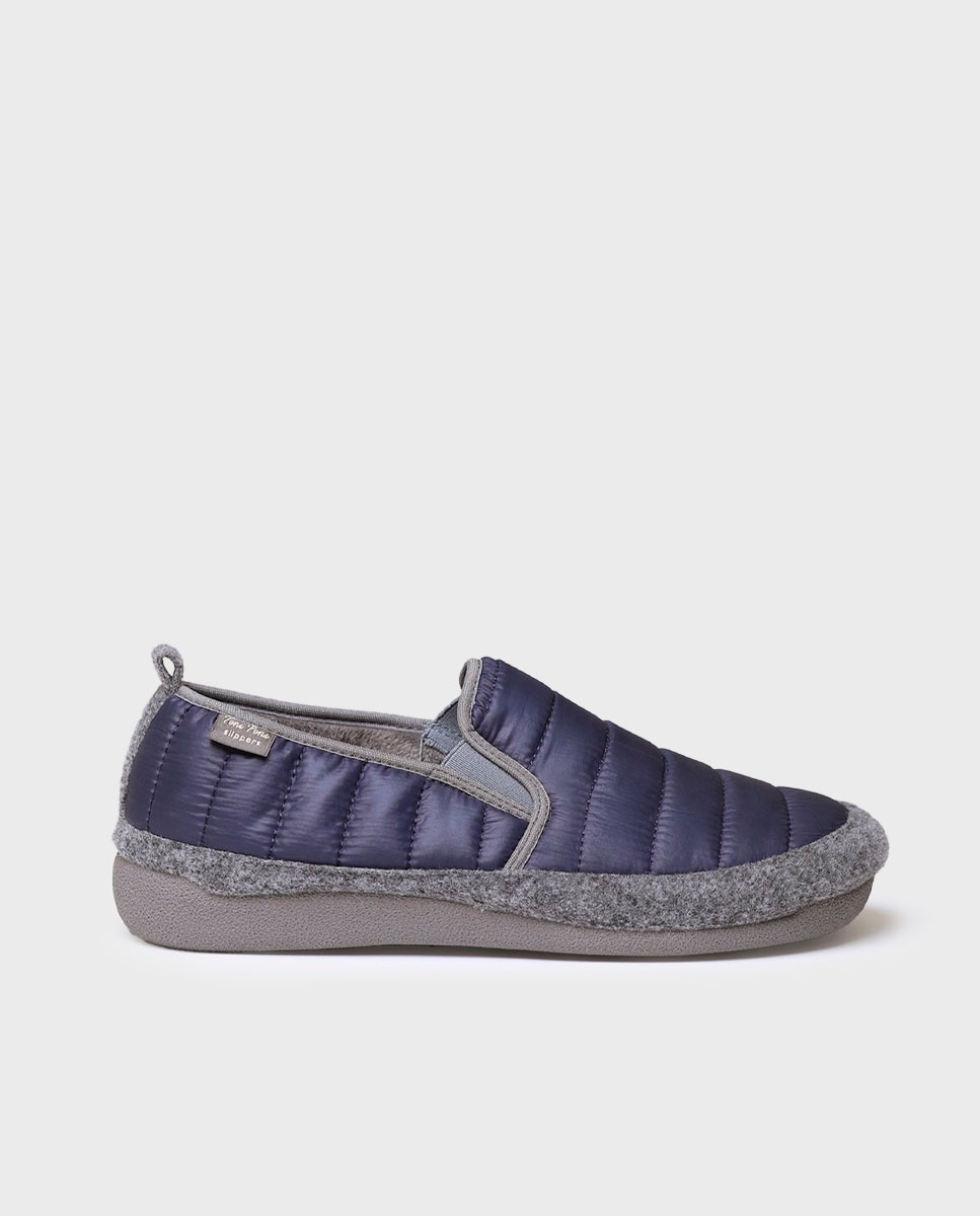 Pantufas de Tecido Acolchoado Azul-marinho-1