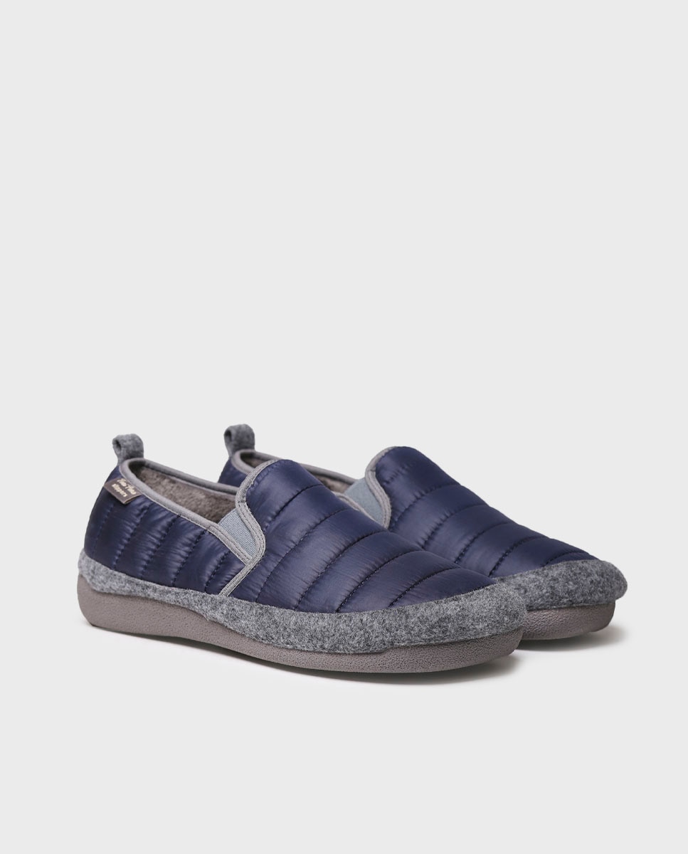 Pantufas de Tecido Acolchoado Azul-marinho-2