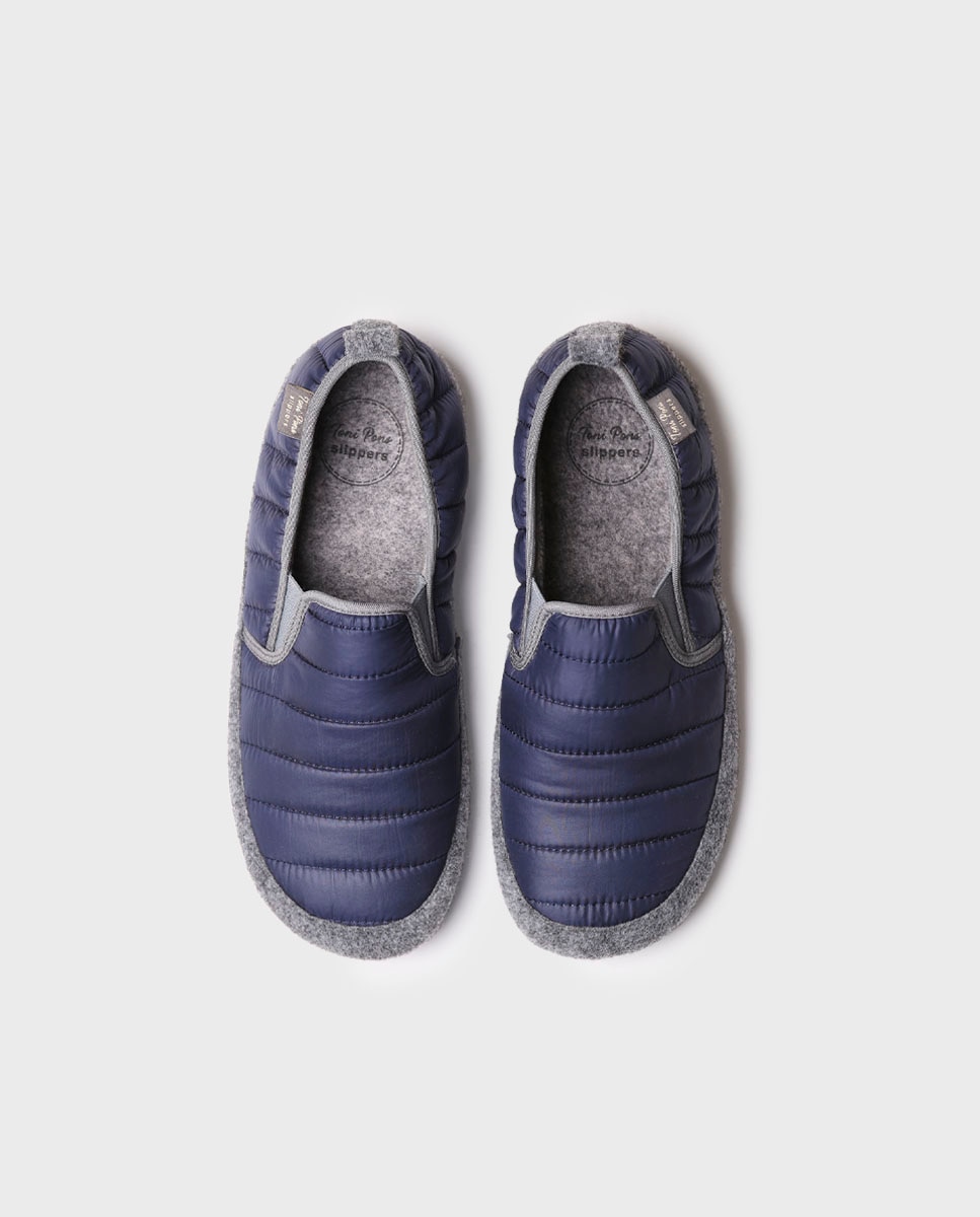 Pantufas de Tecido Acolchoado Azul-marinho-3