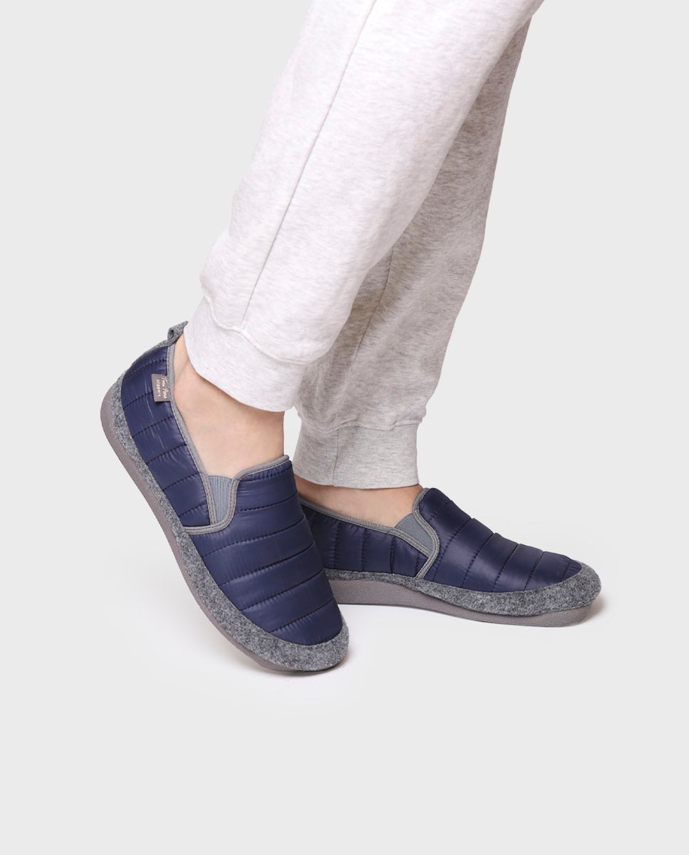 Pantufas de Tecido Acolchoado Azul-marinho-4