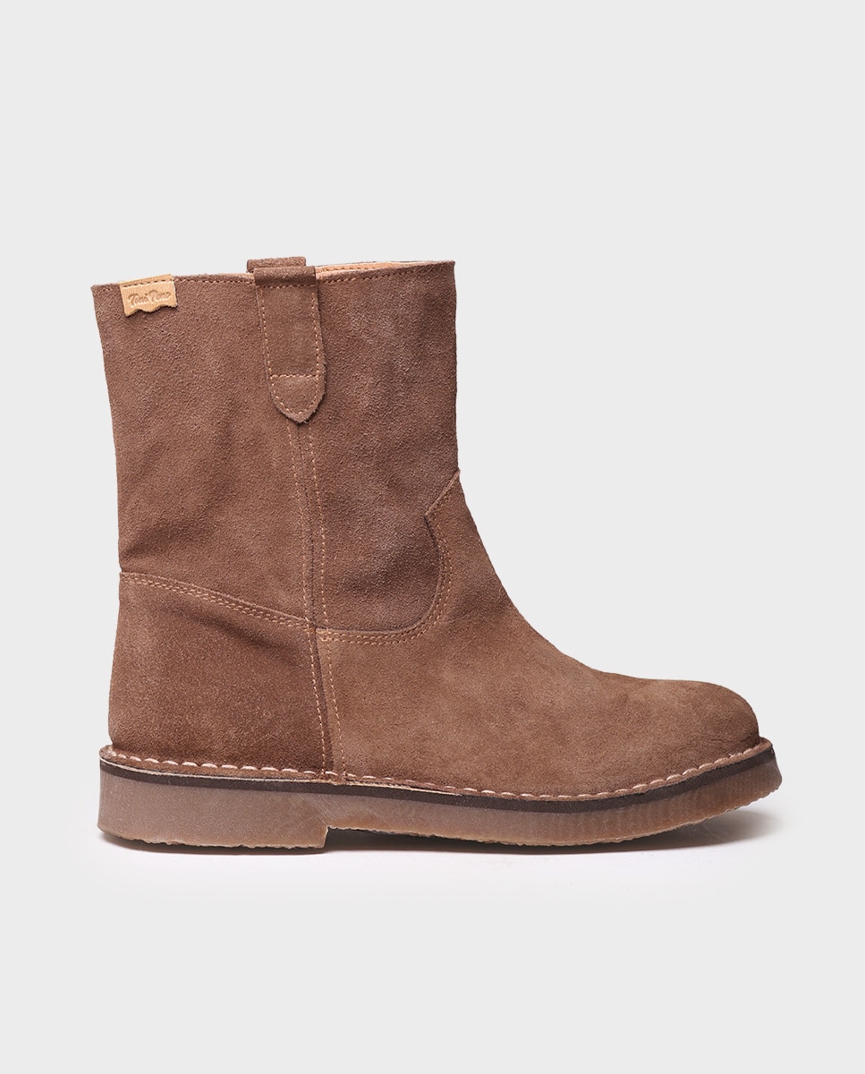 Botins Rasos de Camurça Taupe-1
