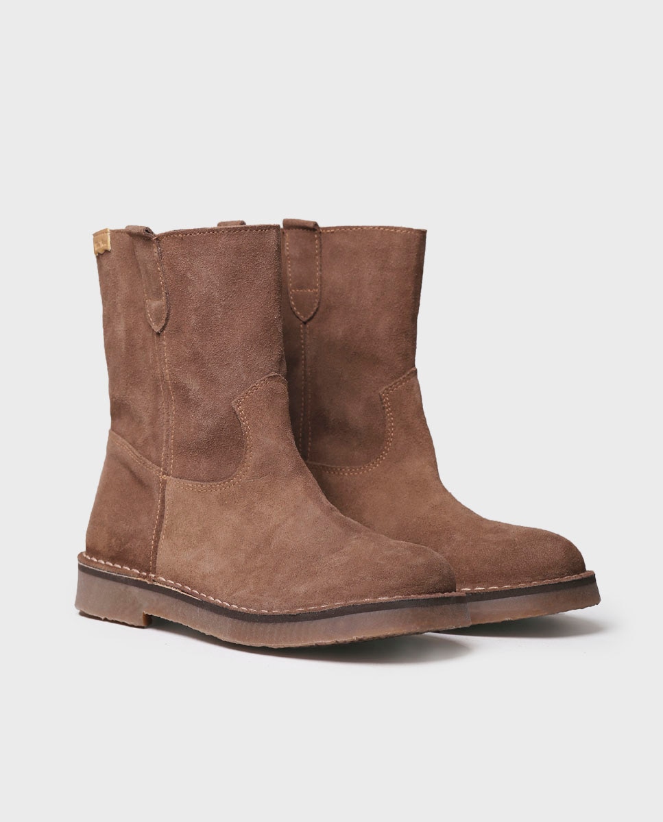 Botins Rasos de Camurça Taupe-2