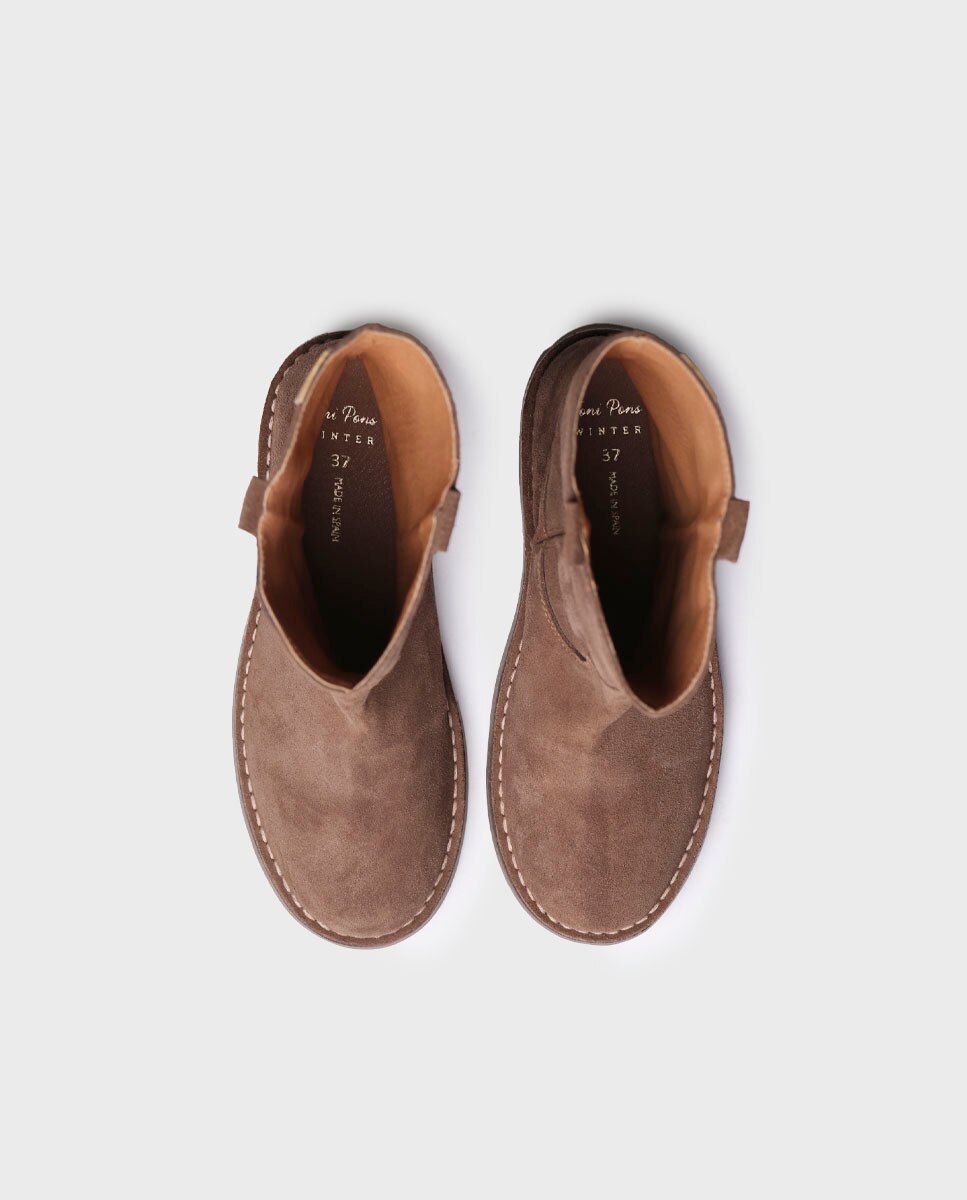 Botins Rasos de Camurça Taupe-3