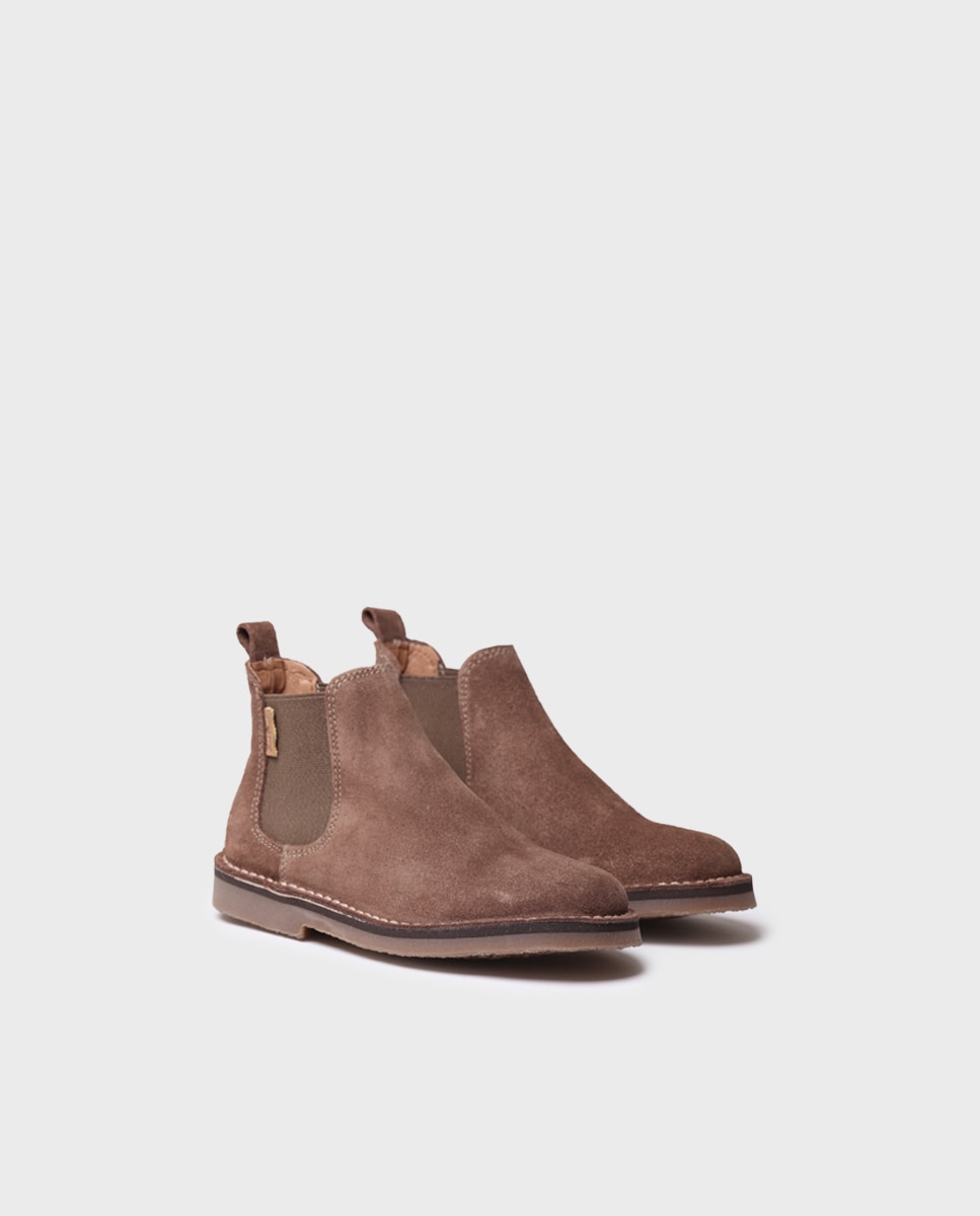Botins Infantil de Camurça com Elástico Taupe-2