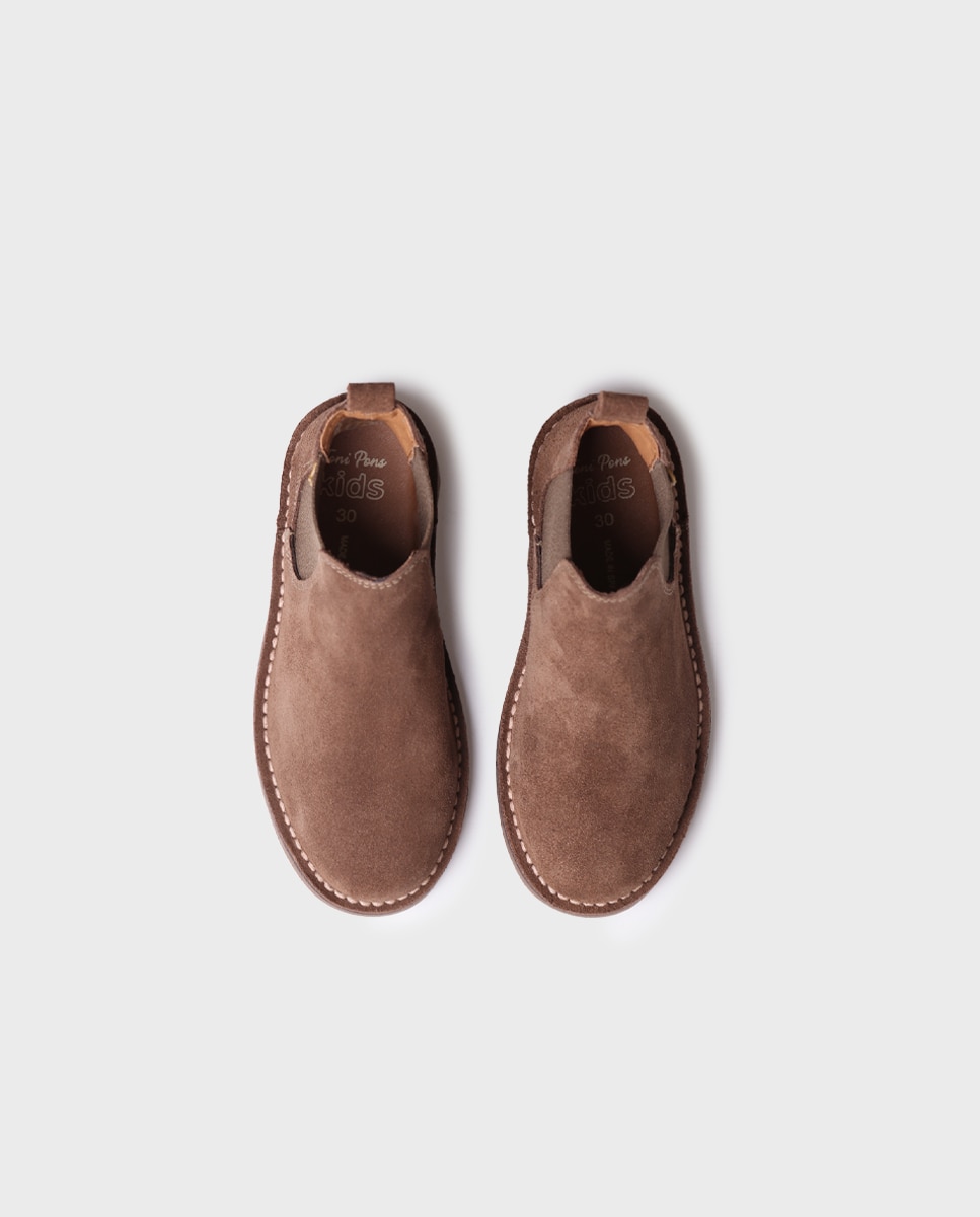 Botins Infantil de Camurça com Elástico Taupe-3