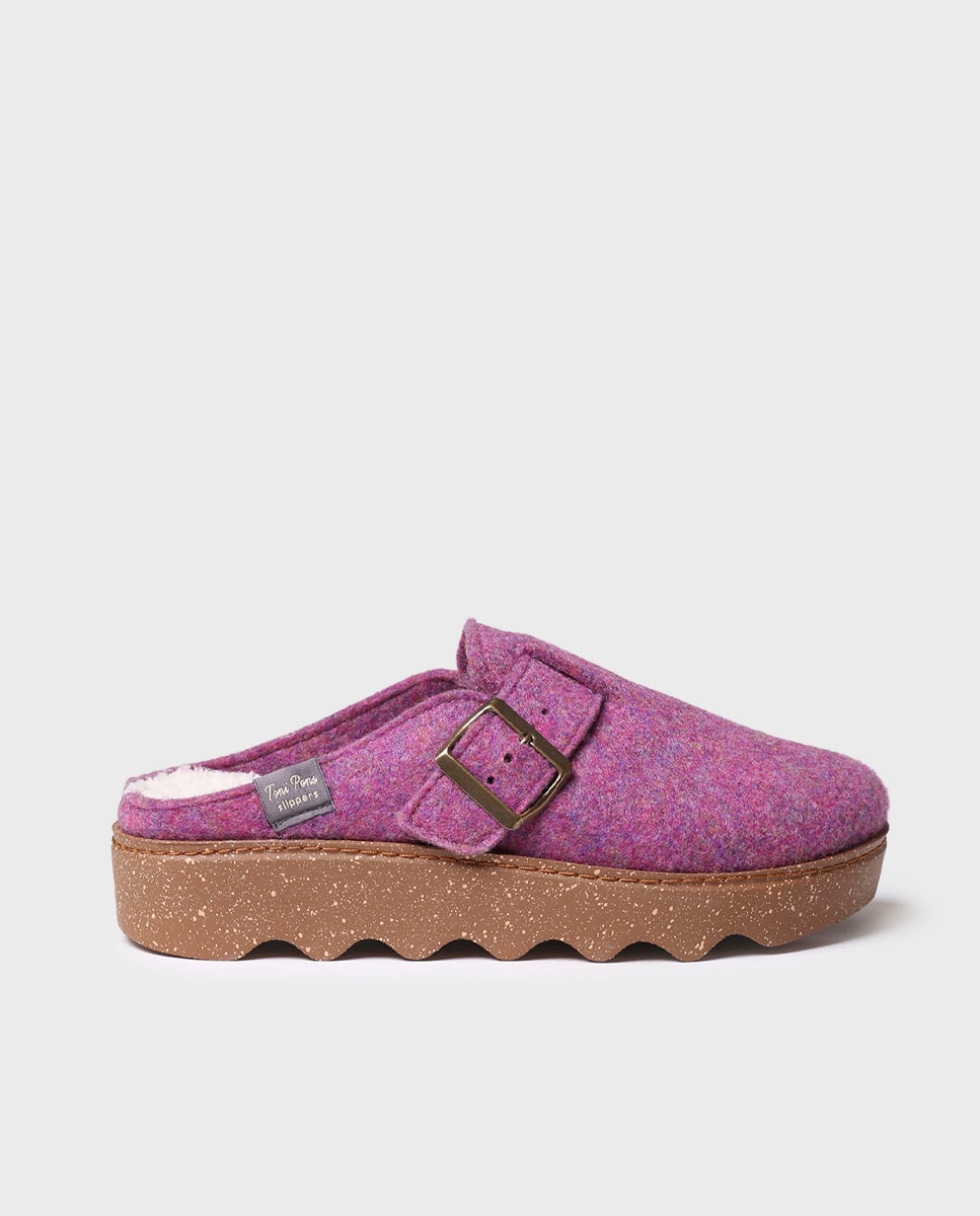 Pantufas Fechadas de Feltro Reciclado Roxo-1
