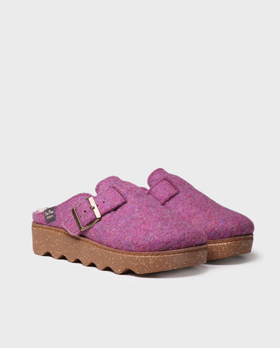 Pantufas Fechadas de Feltro Reciclado Roxo-2