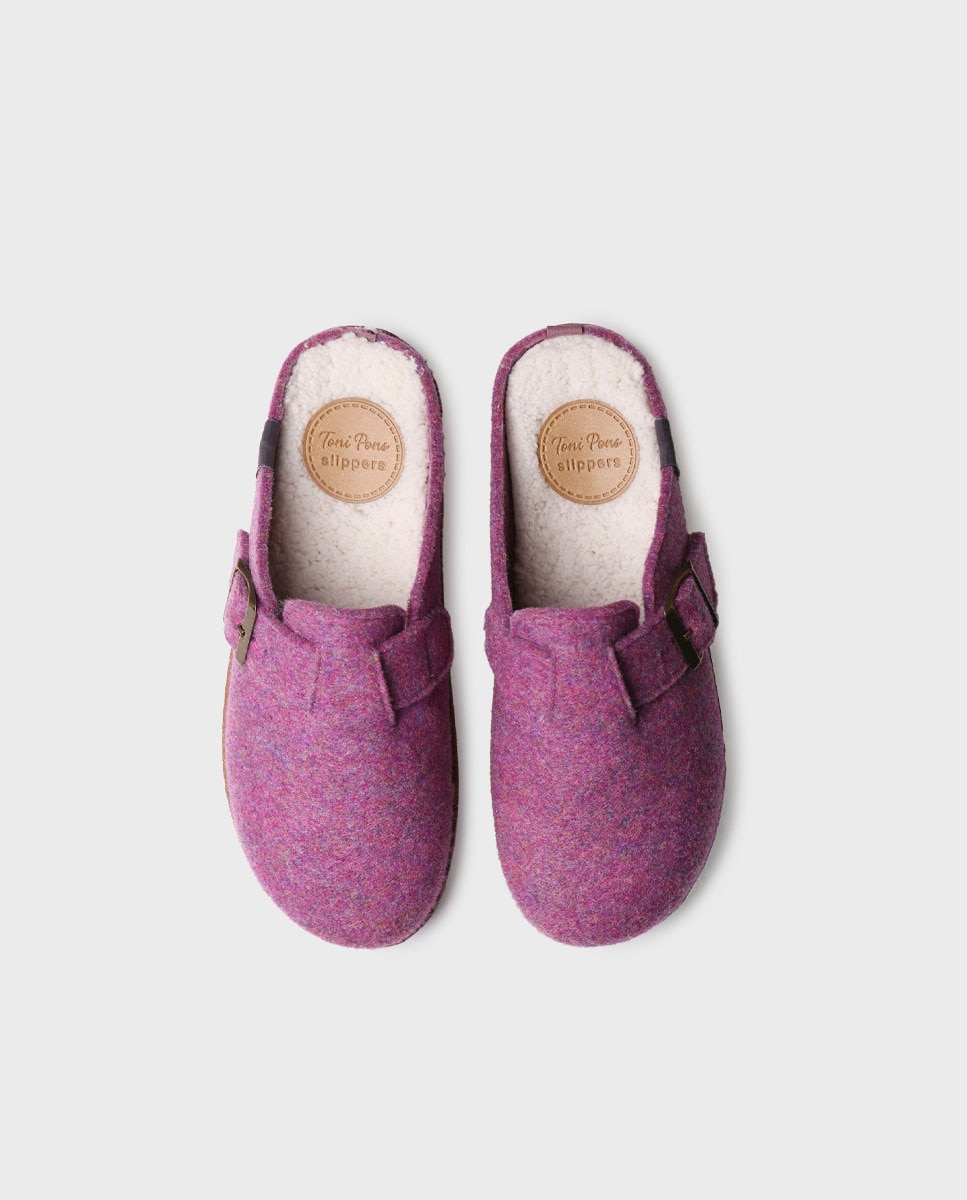 Pantufas Fechadas de Feltro Reciclado Roxo-3