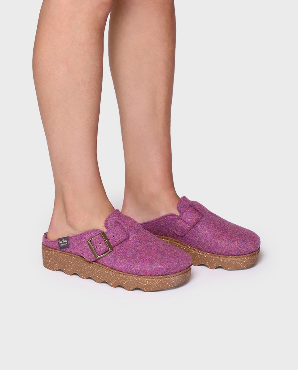 Pantufas Fechadas de Feltro Reciclado Roxo-4