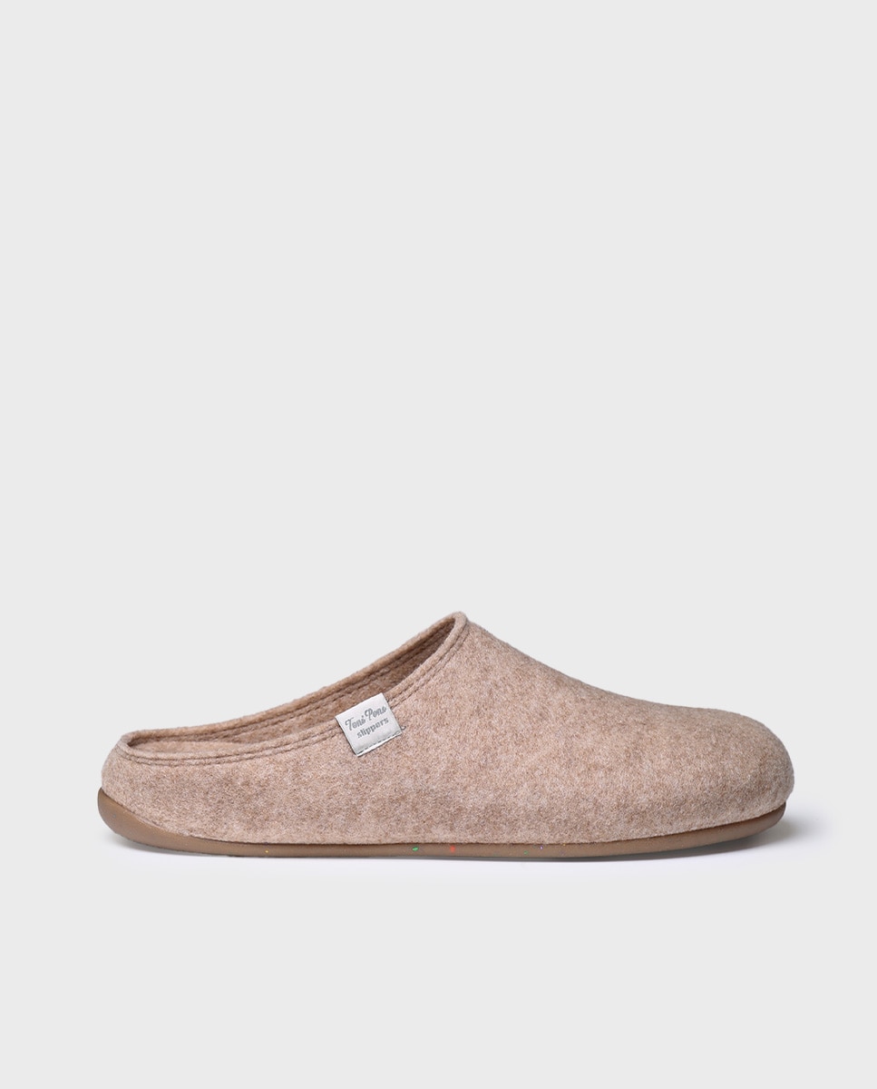 Pantufas de Feltro Reciclado Bege-1