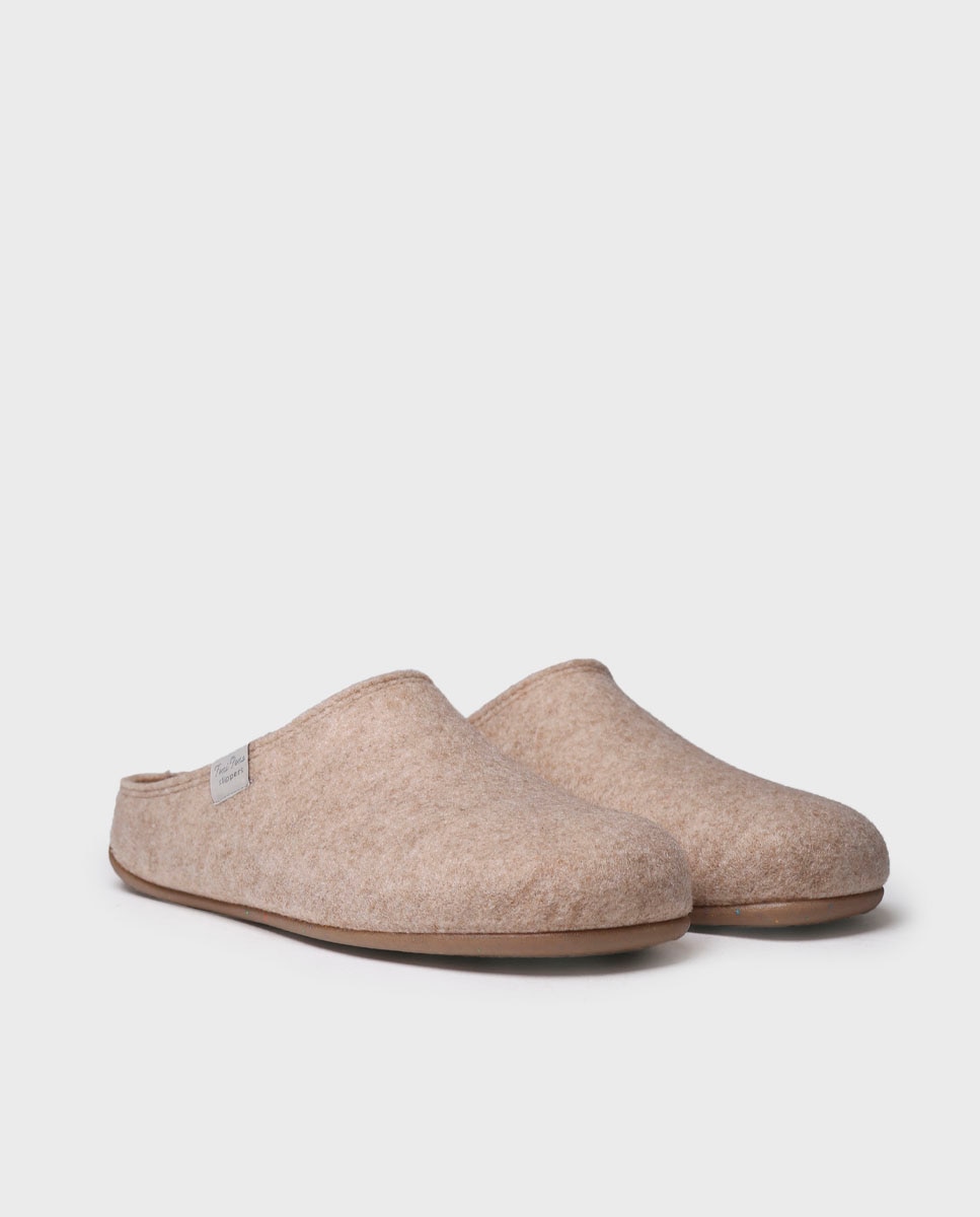 Pantufas de Feltro Reciclado Bege-2