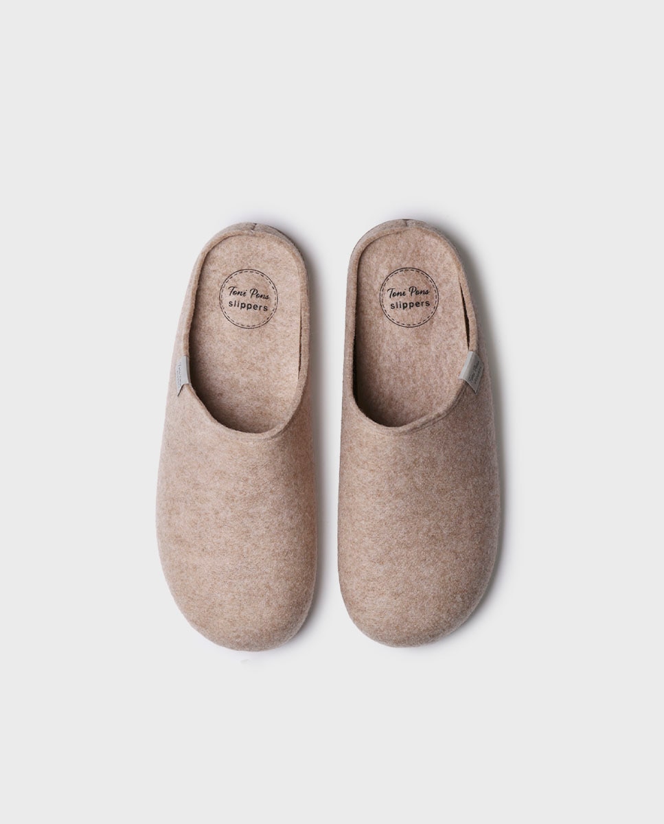 Pantufas de Feltro Reciclado Bege-3