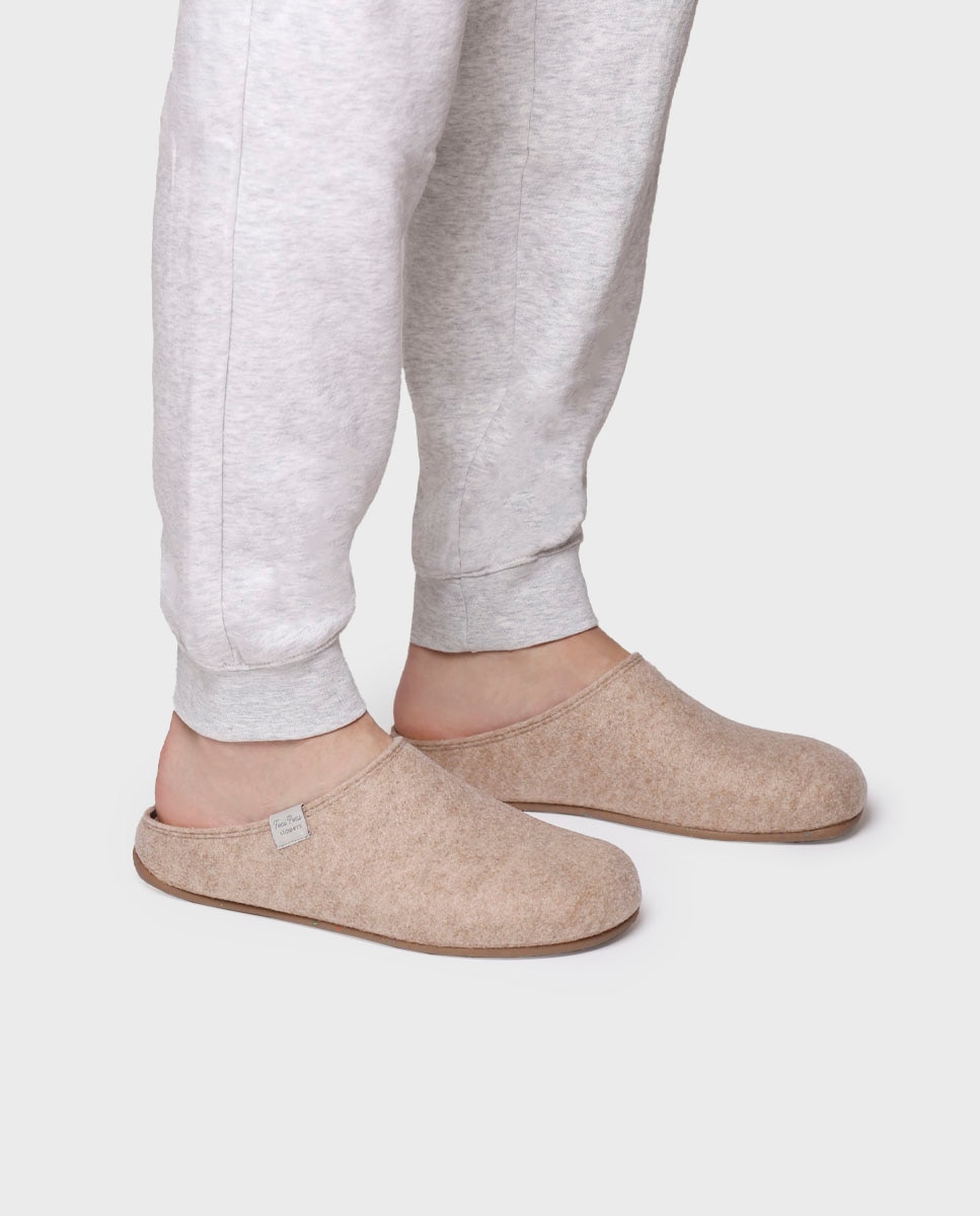 Pantufas de Feltro Reciclado Bege-4