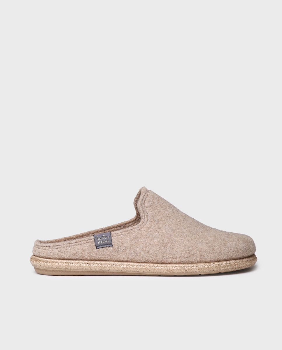 Pantufas de Feltro Reciclado Bege-1