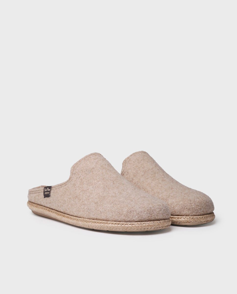 Pantufas de Feltro Reciclado Bege-2