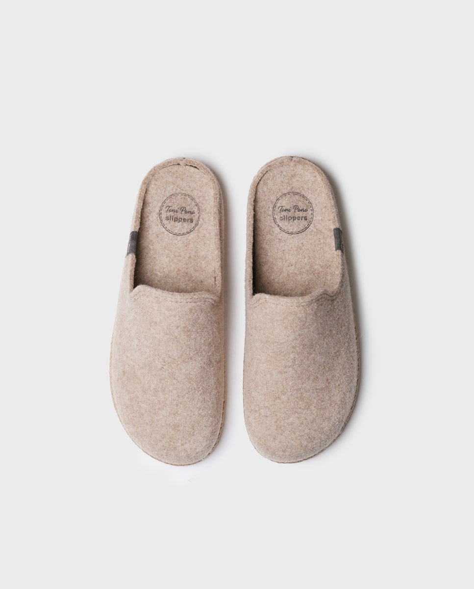 Pantufas de Feltro Reciclado Bege-3