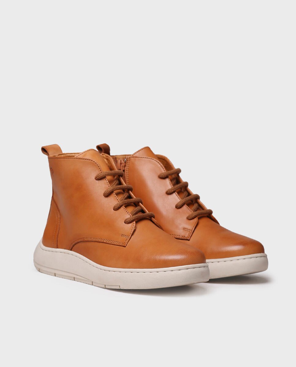 Botins de Pele com Atacadores Castanho-2