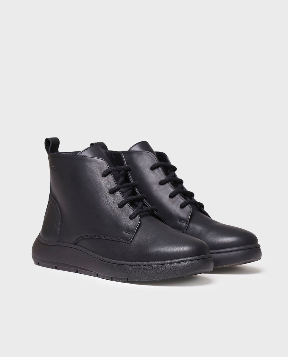 Botins de Pele com Cordões Preto-2
