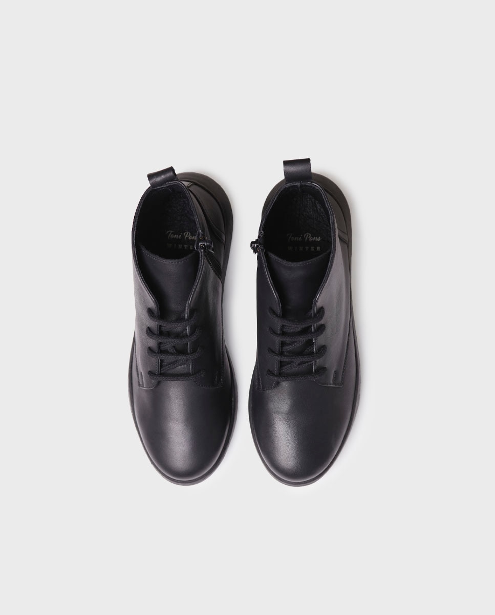 Botins de Pele com Cordões Preto-3