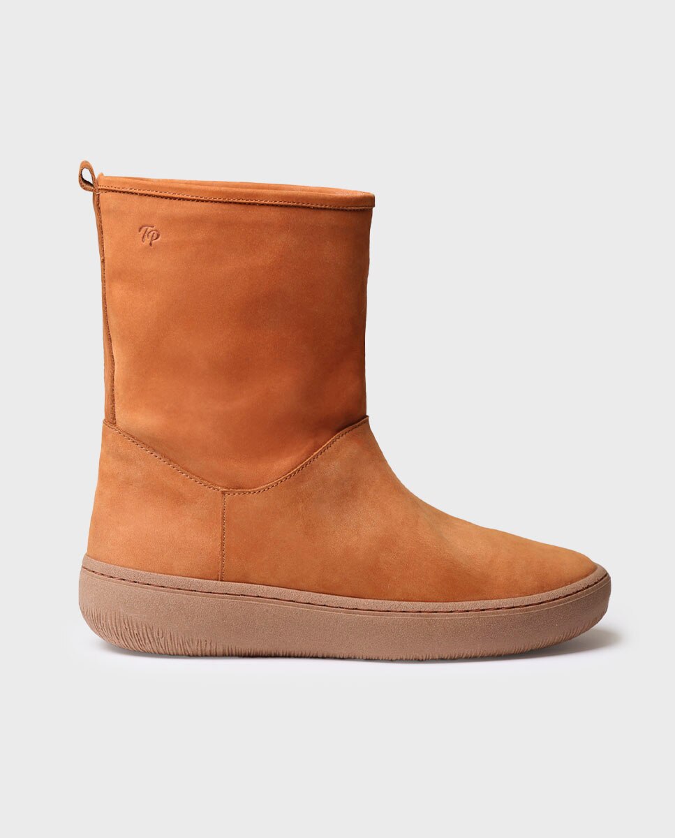 Botins de Pele com Fecho Zip Castanho-1