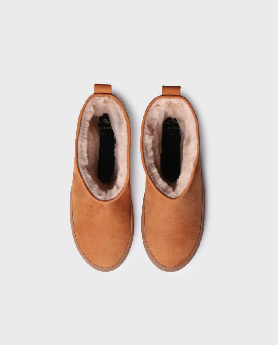 Botins de Pele com Fecho Zip Castanho-3