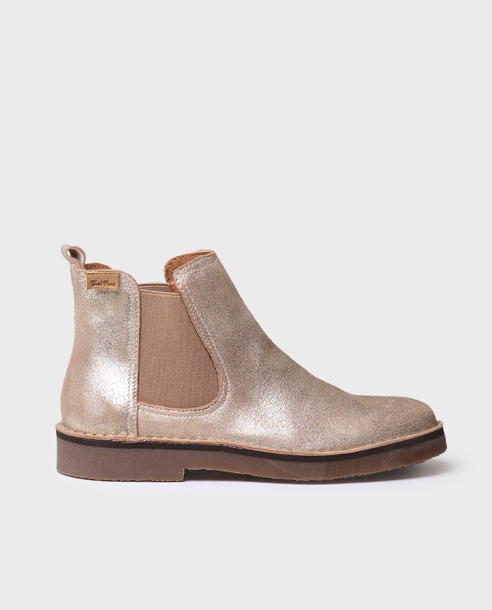 Botins de Pele com Elásticos Ouro-1