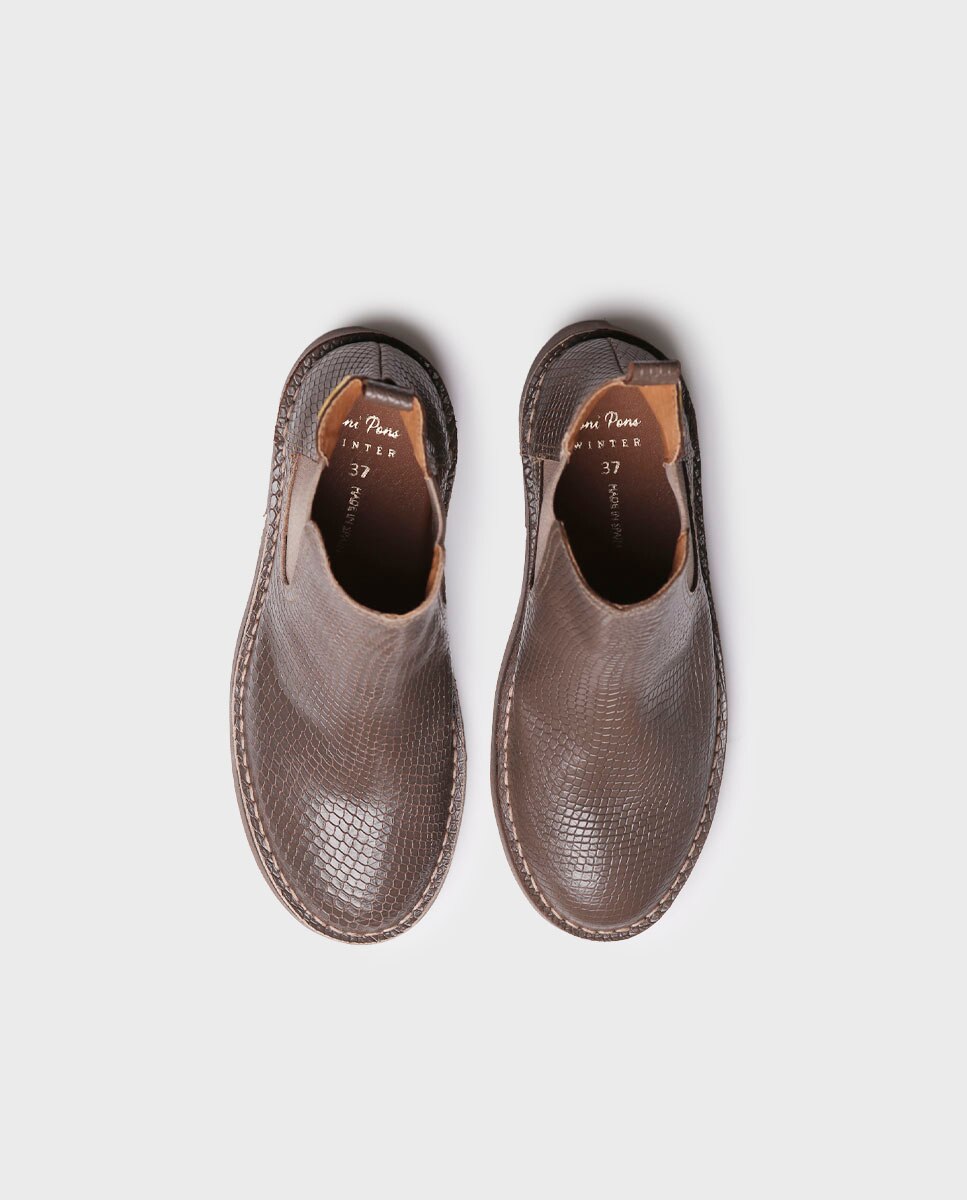 Botins de Pele com Elásticos Taupe-3