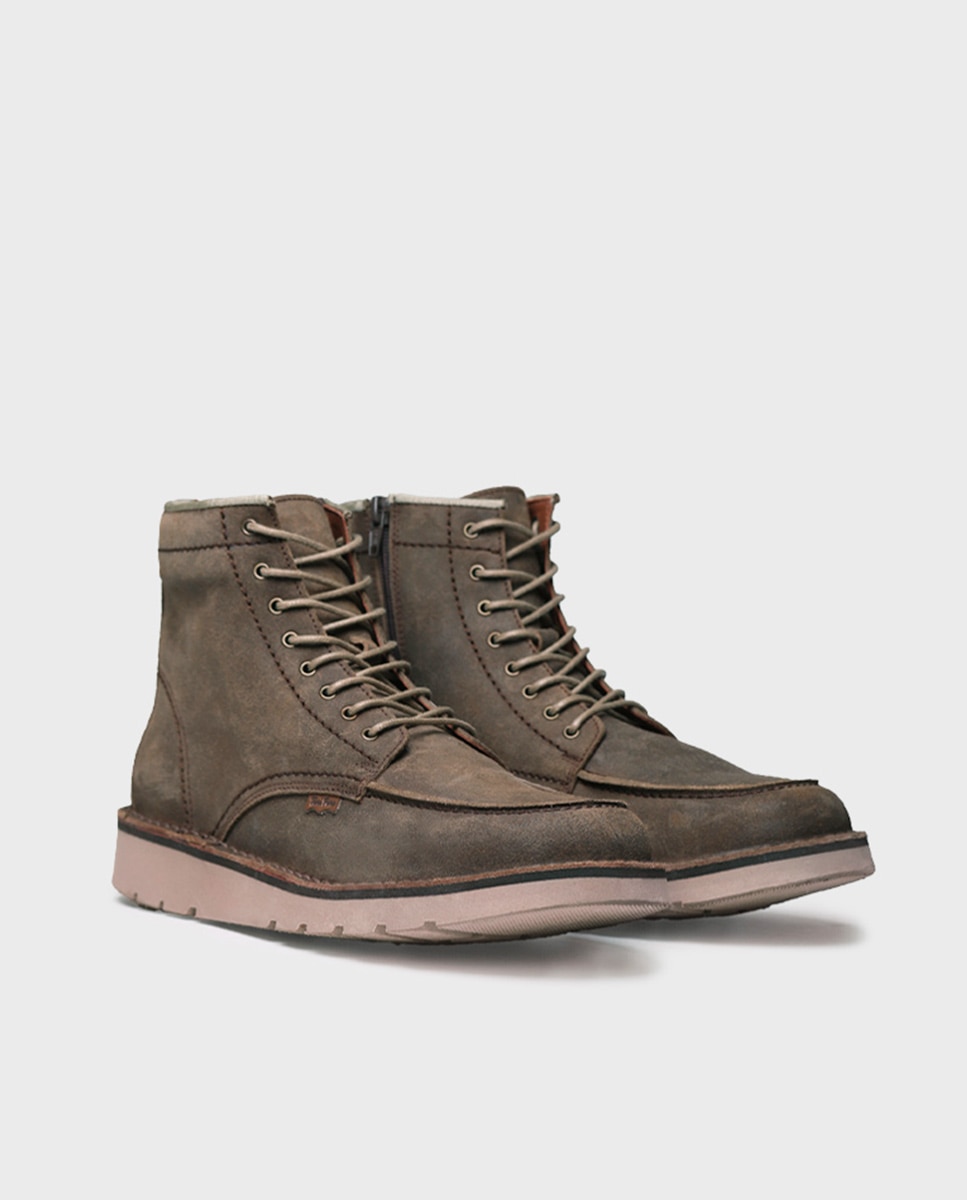 Botins de Pele com Atacadores Taupe-2