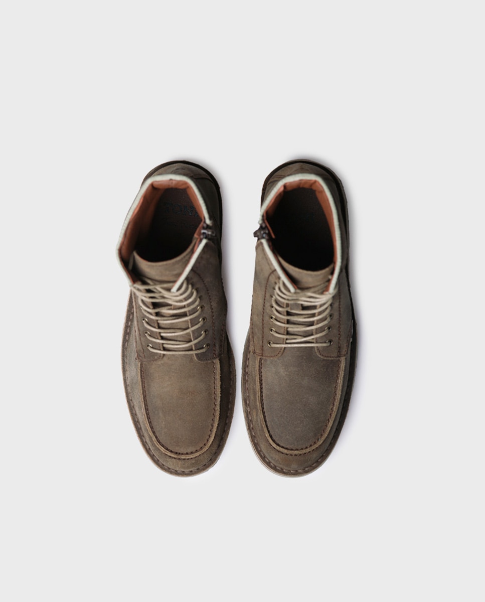 Botins de Pele com Atacadores Taupe-3