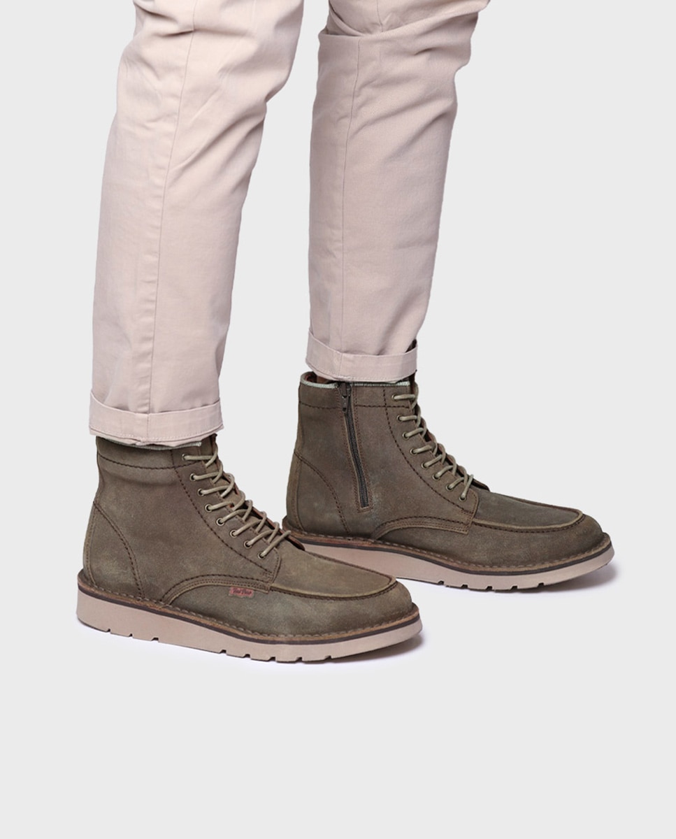 Botins de Pele com Atacadores Taupe-4