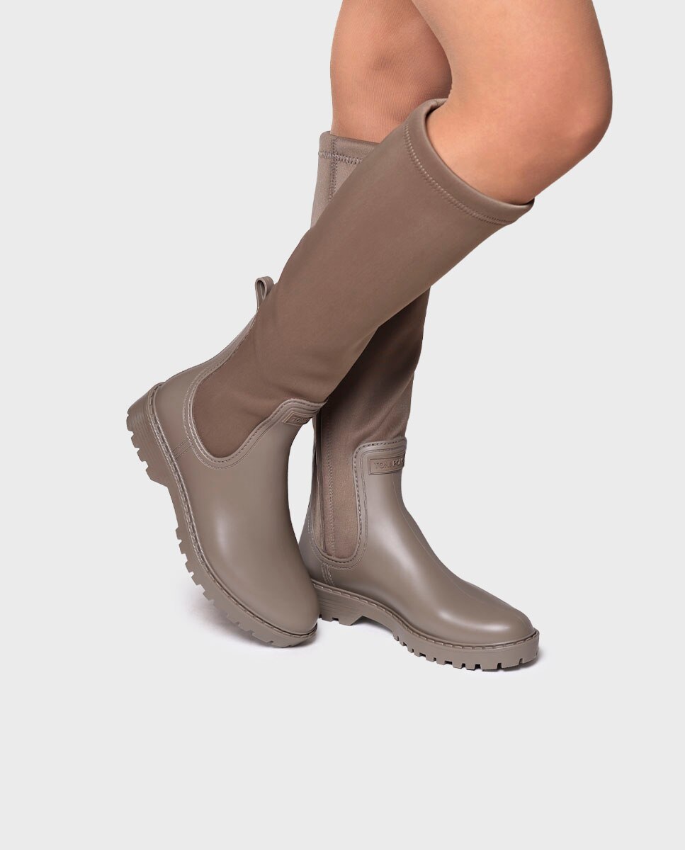 Botins de Água de Cano Alto Taupe-4