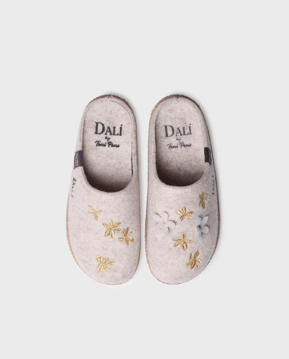 Pantufas Fechadas de Feltro Cinzento-claro-3