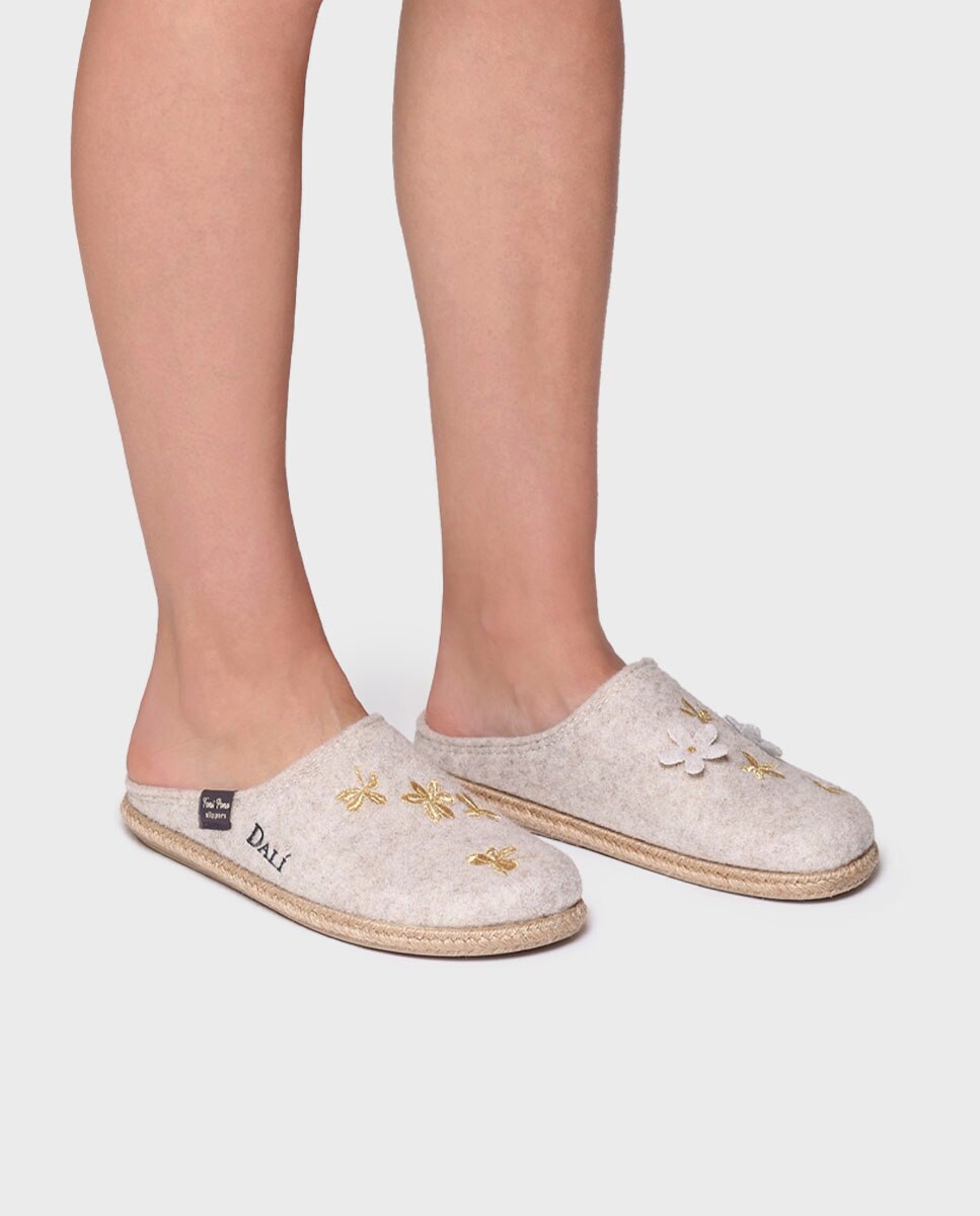 Pantufas Fechadas de Feltro Cinzento-claro-4